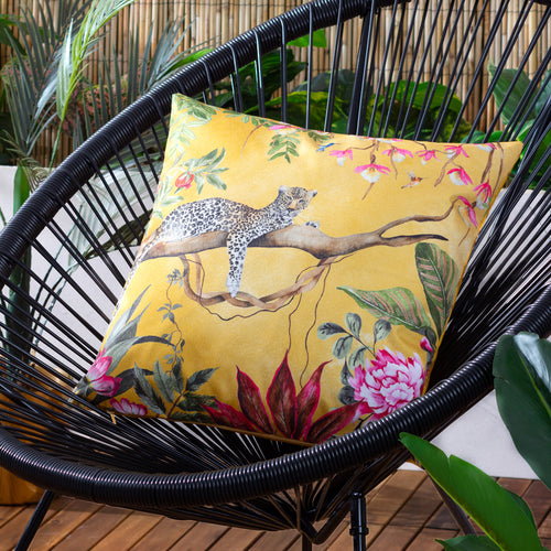 Jungle Gold Cushions - Leopard Outdoor Cushion Cover Gold Evans Lichfield