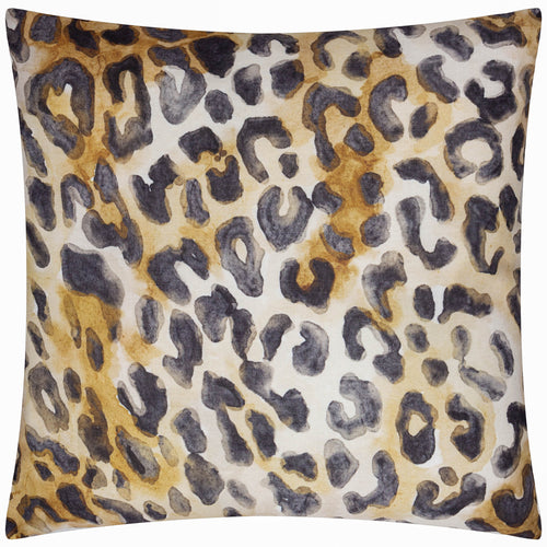 Animal Black Cushions - Leopardis Trio Printed Outdoor Cushion Cover Black/Gold Paoletti