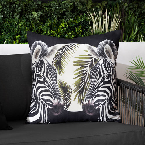 Animal Black Cushions - Leopardis Zebras Woven Outdoor Cushion Cover Multicolour Paoletti