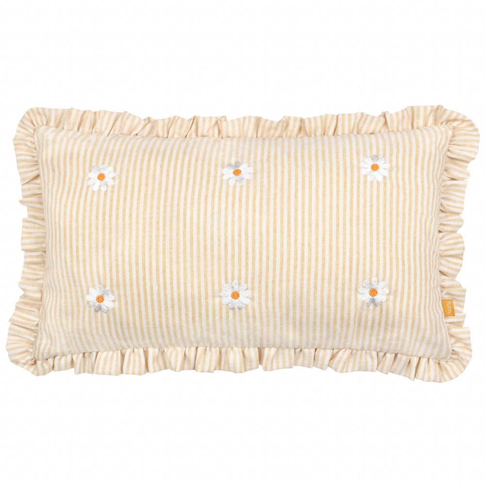 Les Fleurs Embroidered Ruffle Cushion Daisies