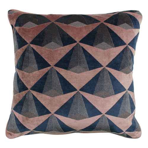 Geometric Pink Cushions - Leveque Velvet Jacquard Cushion Cover Blush/Navy Paoletti