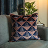 Paoletti Leveque Velvet Jacquard Cushion Cover in Blush/Navy
