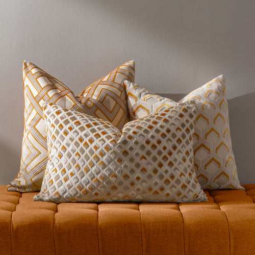 Geometric Beige Cushions - Lexington  Cushion Cover Gold Paoletti