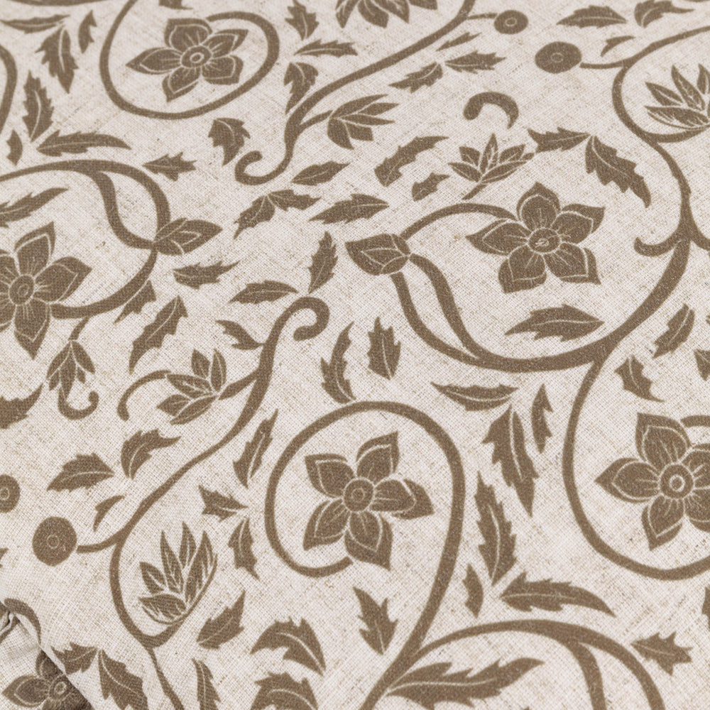 Linen Filigree Printed Ruffle Cushion Linen/Olive