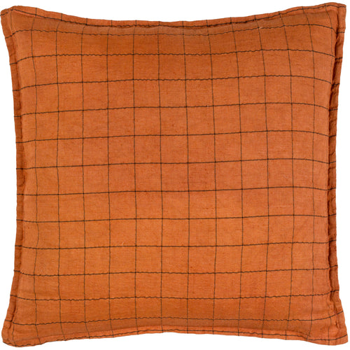 Check Red Cushions - Linen Grid Check  Cushion Cover Brick Yard