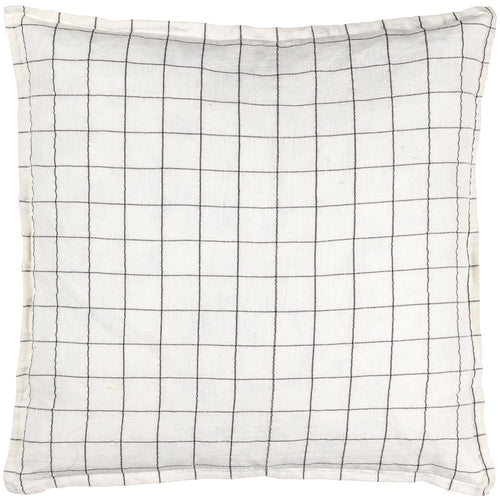Check White Cushions - Linen Grid Check  Cushion Cover Ecru Yard