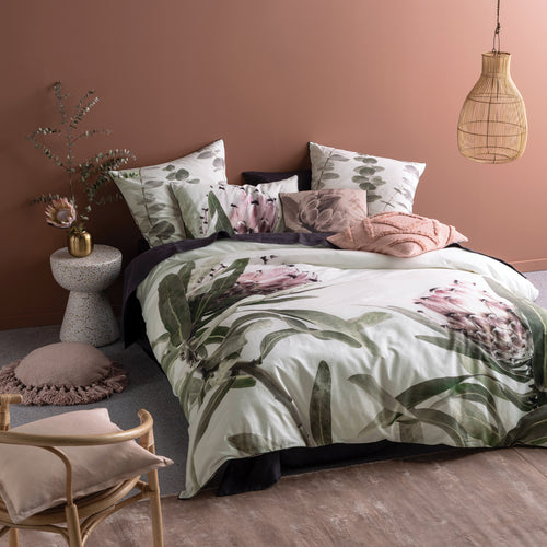 Floral Cream Bedding - Alice  Grandiflora 100% Cotton Duvet Cover Set Ivory/Green Linen House