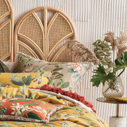 Floral Yellow Bedding - Anastacia Botanical 100% Cotton Duvet Cover Set Ochre Linen House