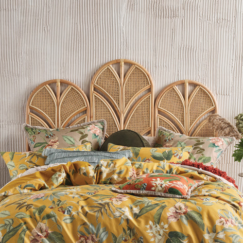 Floral Yellow Bedding - Anastacia Botanical Pillowcase Ochre Linen House