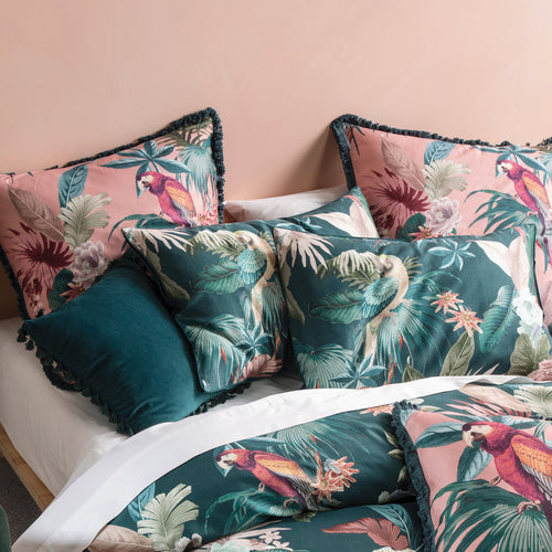 Floral Green Bedding - Fernanda Botanical Pillowcase Teal/Leaf Green Linen House