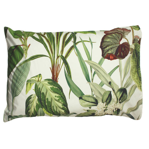 Jungle Green Bedding - Wonderplant Exotic Botanical Pillowcase Ivory/Green Linen House