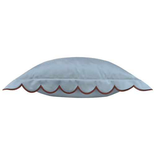 Lil Scallop Velvet Cushion Blue/Brown