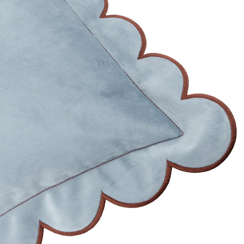 Lil Scallop Velvet Cushion Blue/Brown
