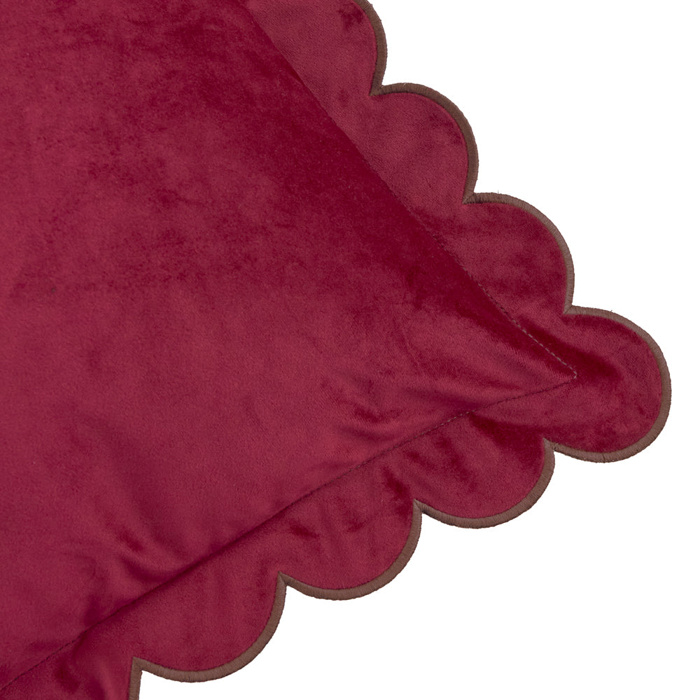 Lil Scallop Velvet Cushion Burgundy/Chocolate
