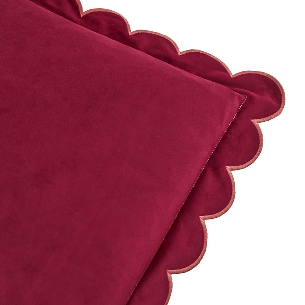 Lil Scallop Velvet Cushion Burgundy/Slipper