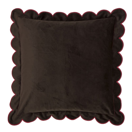 Lil Scallop Velvet Cushion Chocolate/Burgundy