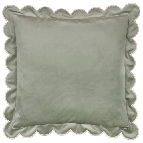 Lil Scallop Velvet Cushion Green/Natural
