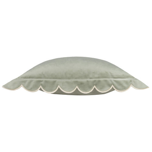 Lil Scallop Velvet Cushion Green/Natural