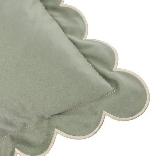 Lil Scallop Velvet Cushion Green/Natural