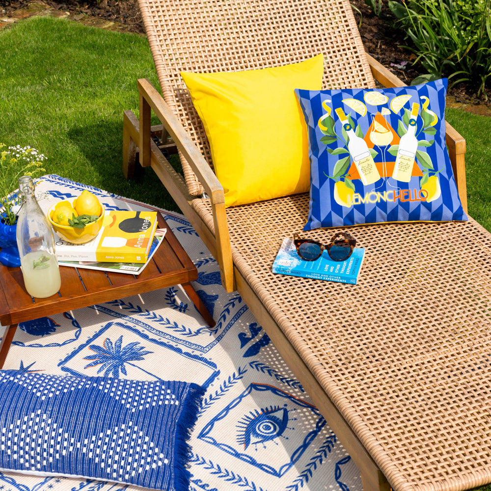 Limoncello Blue Abstract Outdoor Cushion Cover | Blue Cushions