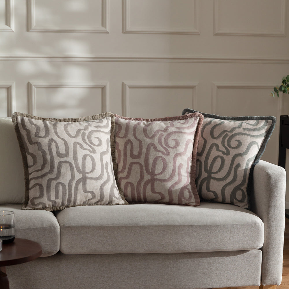 Lina Abstract Printed Cushion Soft Pink