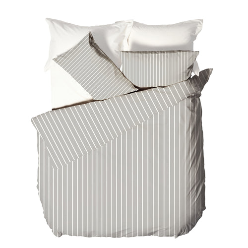 Striped Grey Bedding - Linear Washed Cotton Pinstripe 100% Cotton Duvet Cover Set Grey Yard