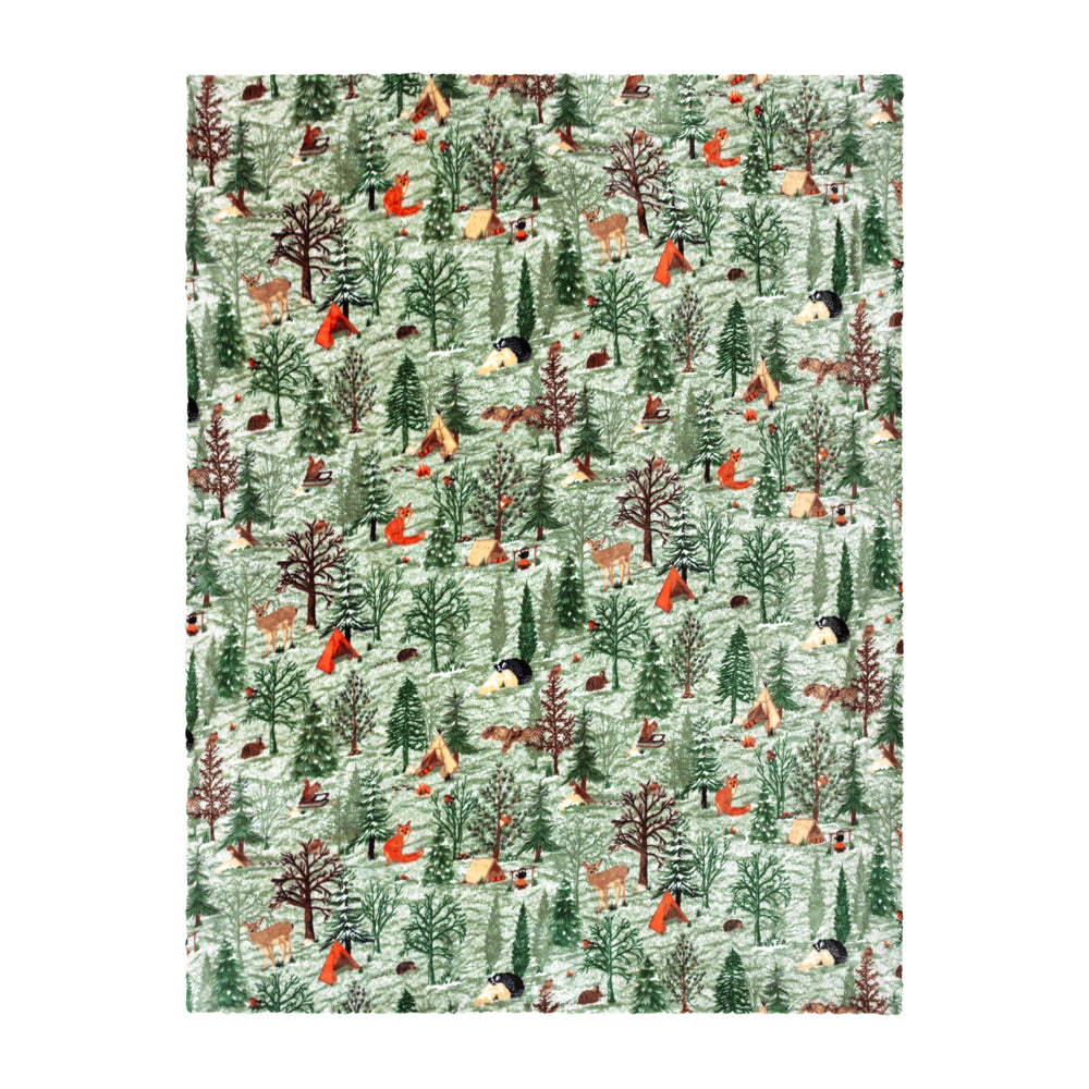 Lodge Wood Sherpa Fleece Throw Oak Green