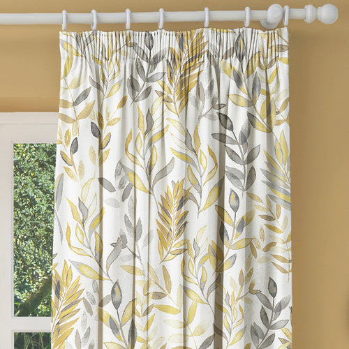 Floral Yellow M2M - Longstock Ochre Made to Measure Curtains Evans Lichfield