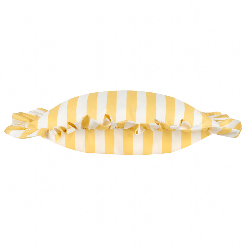 Lottie Striped Ruffle Outdoor Cushion Yellow