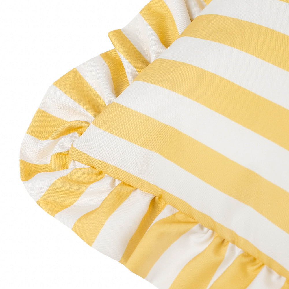 Lottie Striped Ruffle Outdoor Cushion Yellow
