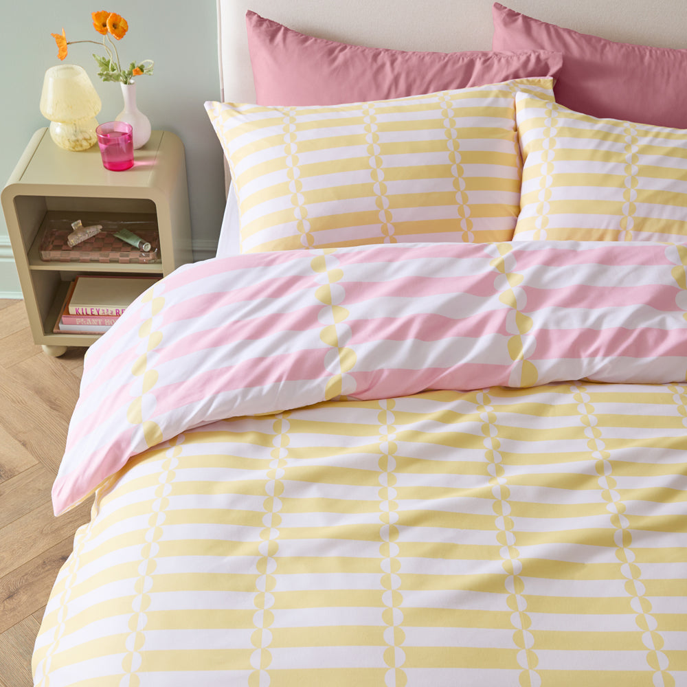 Lottie Reversible Soft Touch Duvet Cover Set Yellow/Pink