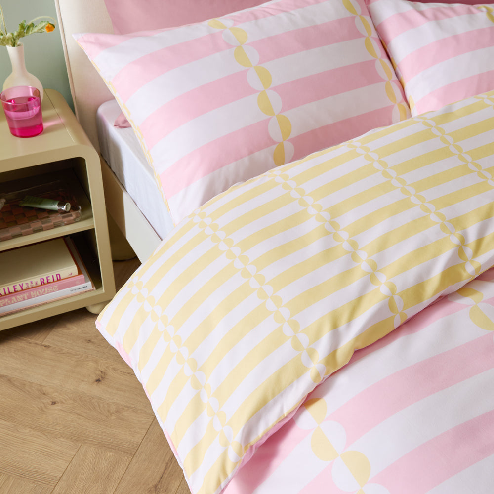 Lottie Reversible Soft Touch Duvet Cover Set Yellow/Pink