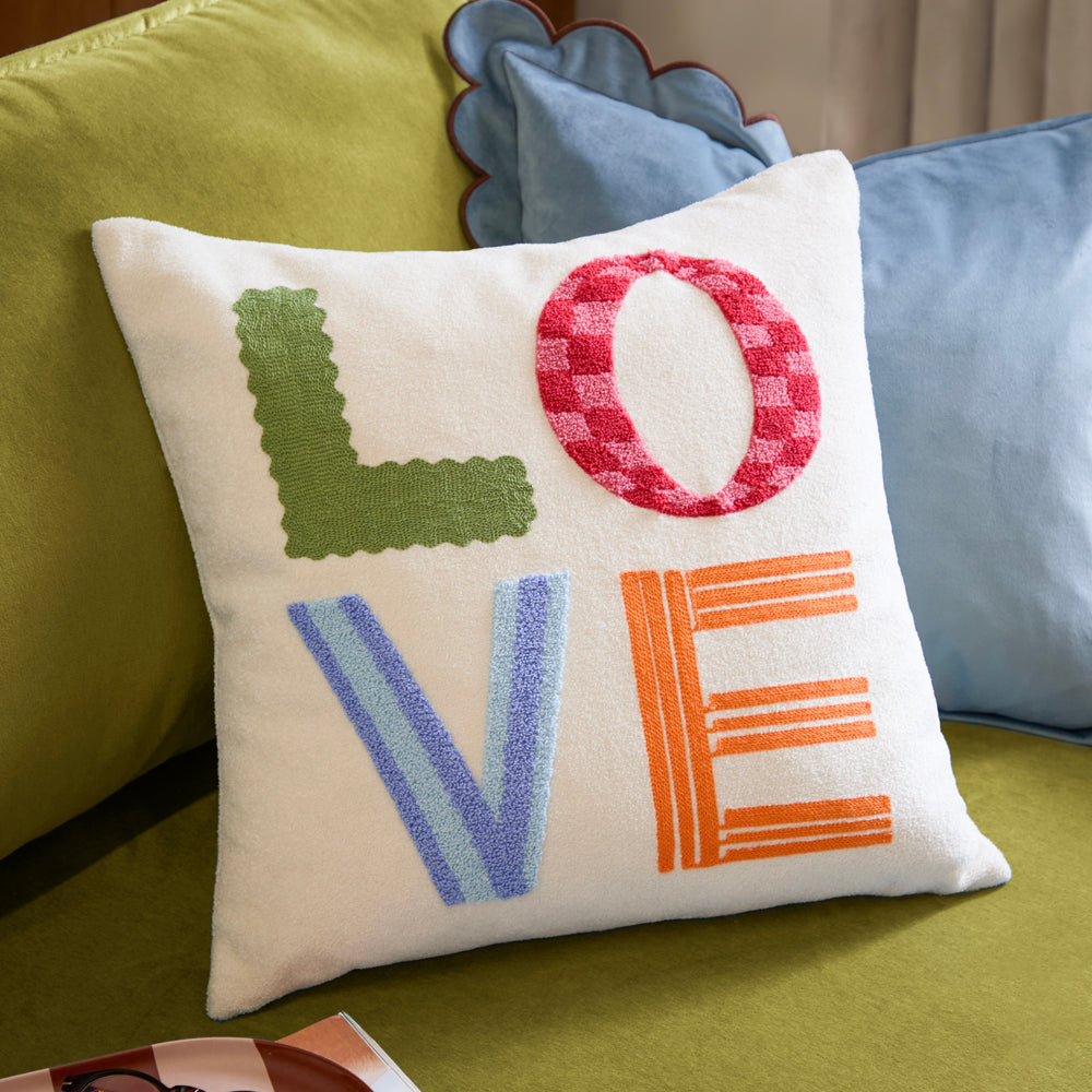 Not Applicable Multi Cushions - Love Tuft  Cushion Cover Multicolour Furn