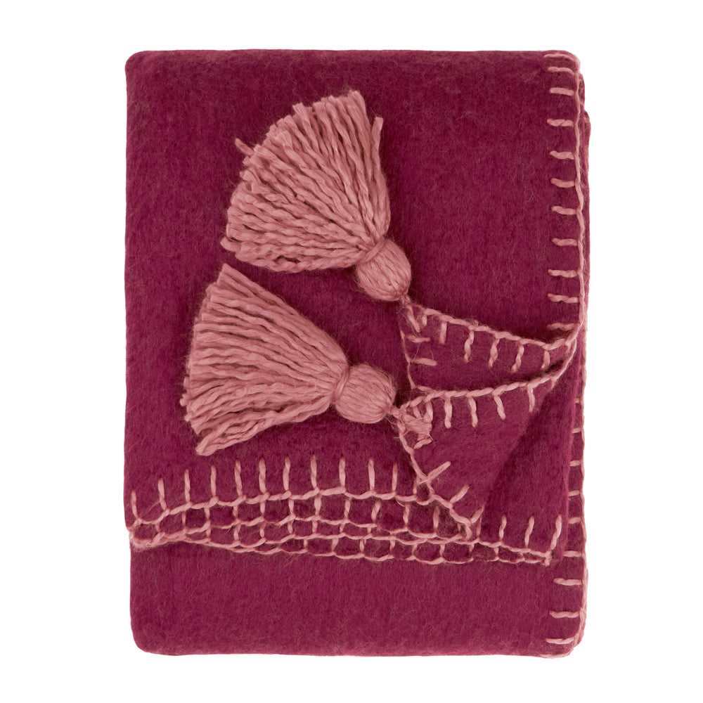 Lowen Wool Blend Brushed Throw Berry/Cotta