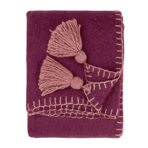 Lowen Wool Blend Brushed Throw Berry/Cotta
