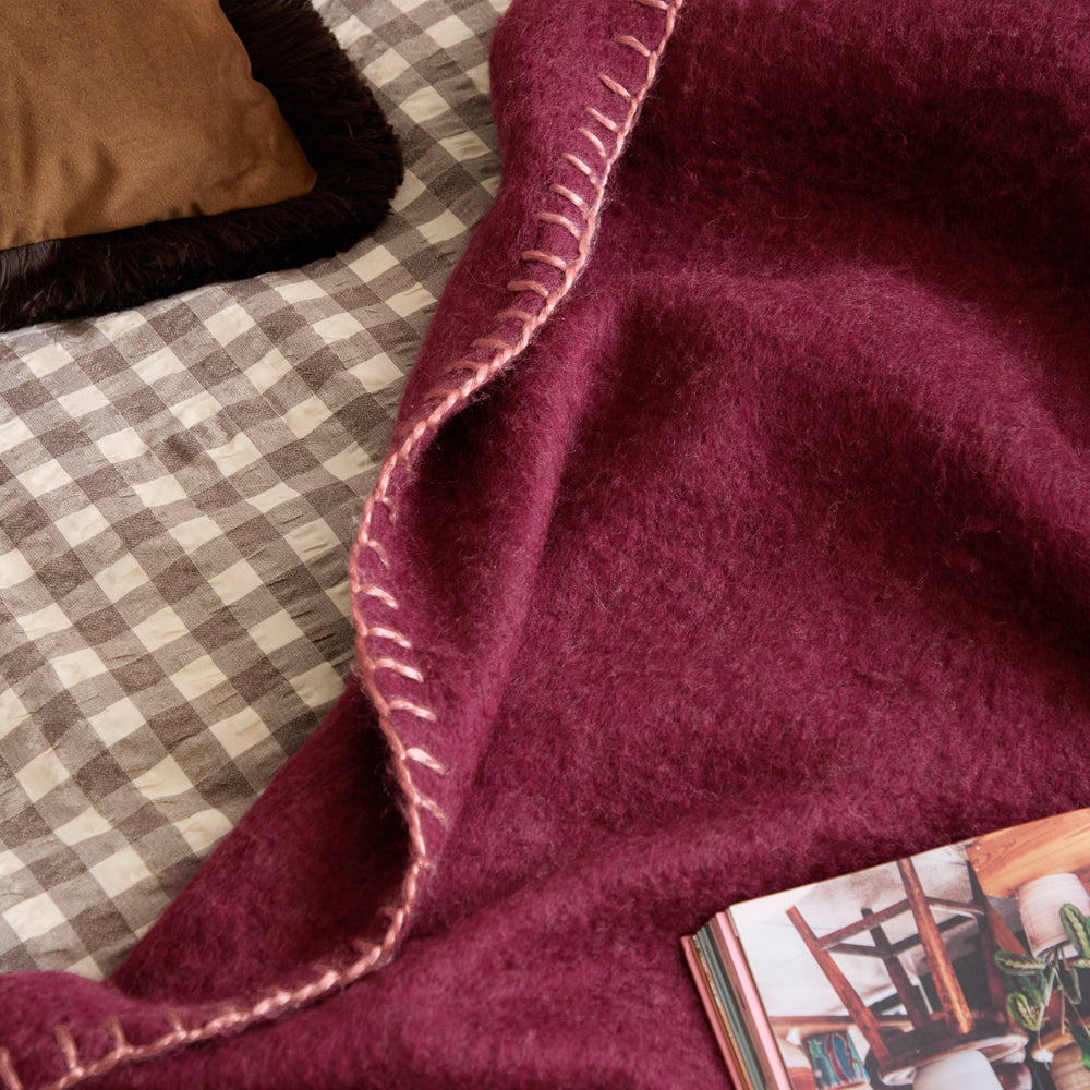 Lowen Wool Blend Brushed Throw Berry/Cotta