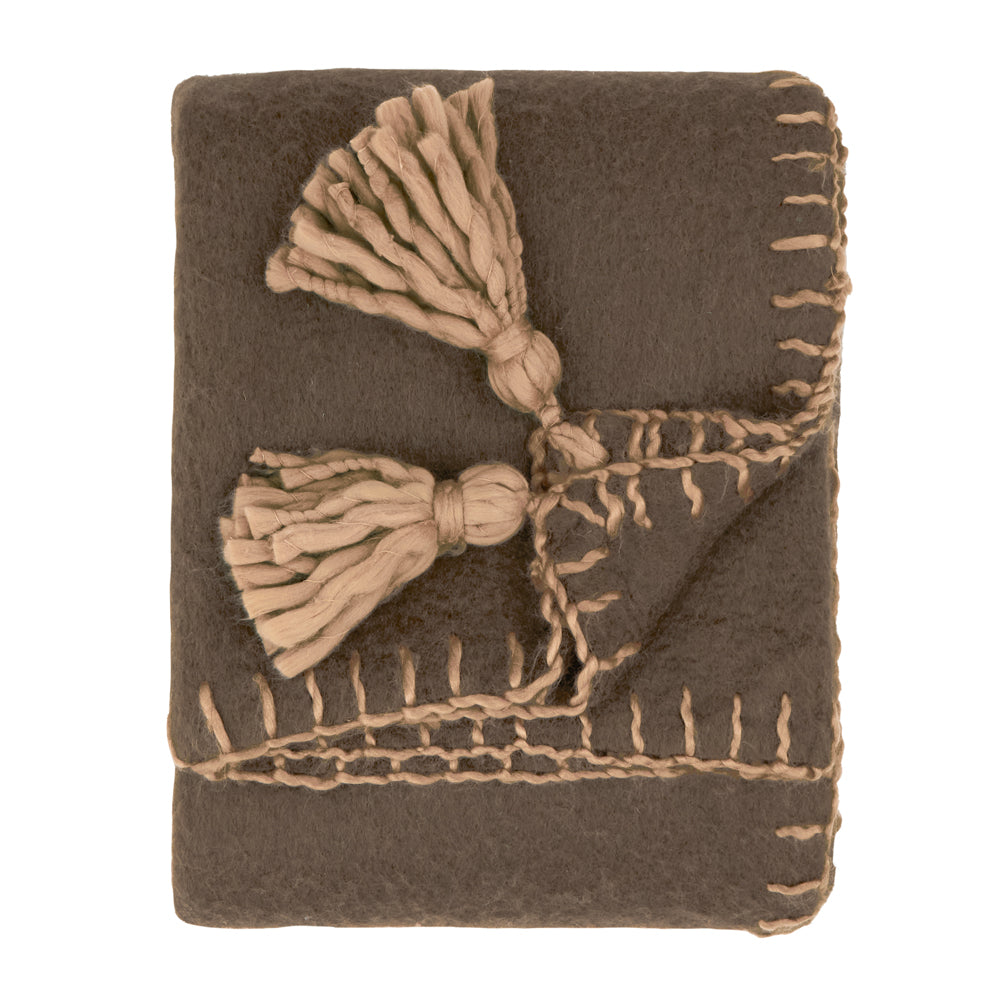 Lowen Wool Blend Brushed Throw Chocolate