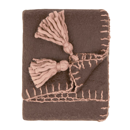 Plain Brown Throws - Lowen Wool  Blend Brushed Throw Chocolate Furn