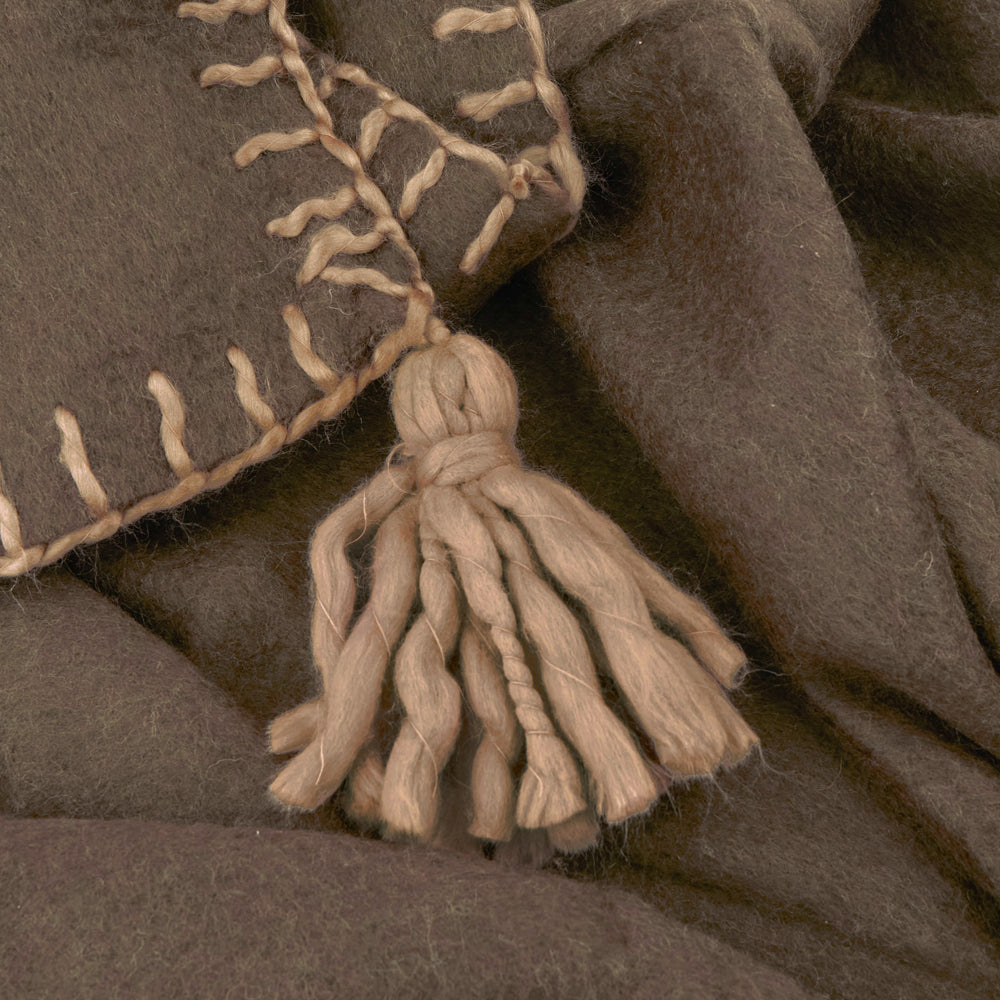 Lowen Wool Blend Brushed Throw Chocolate