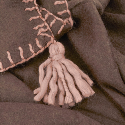 Lowen Wool Blend Brushed Throw Chocolate