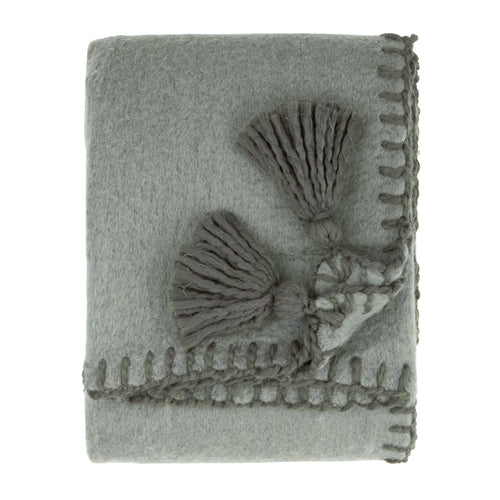 Lowen Wool Blend Brushed Throw Moss/Lichen