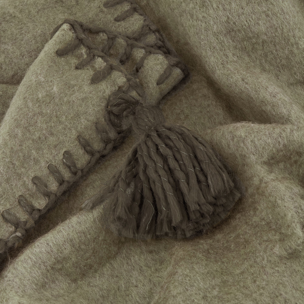Lowen Wool Blend Brushed Throw Moss/Lichen
