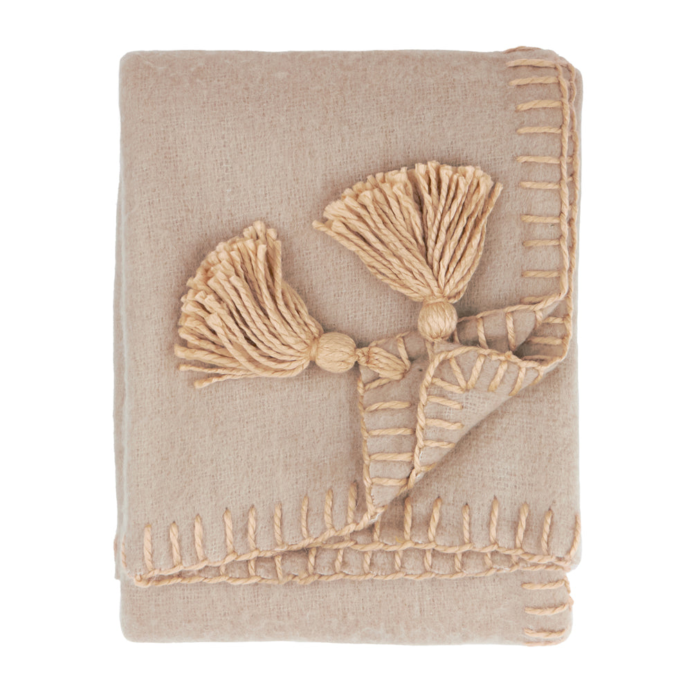 Lowen Wool Blend Brushed Throw Natural