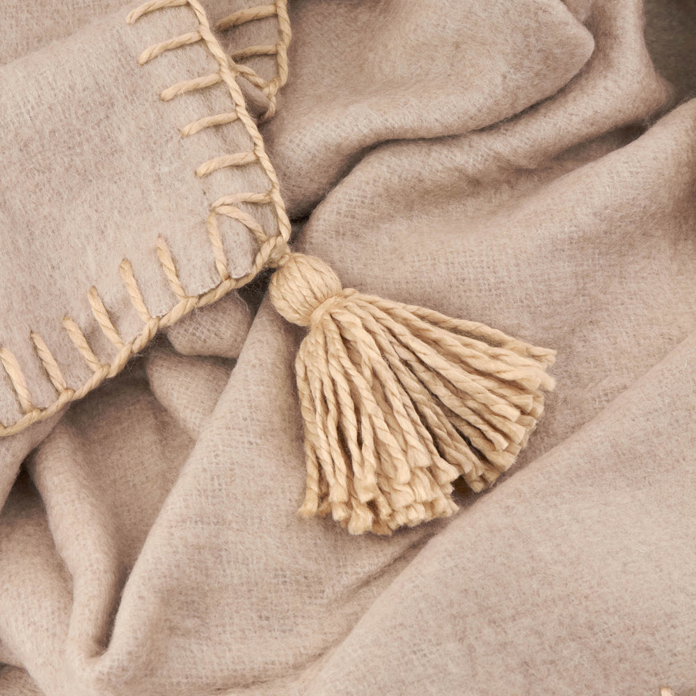 Lowen Wool Blend Brushed Throw Natural