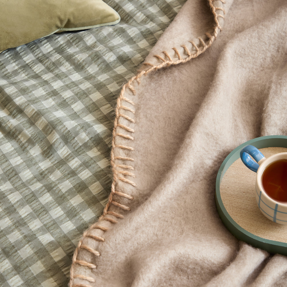 Lowen Wool Blend Brushed Throw Natural