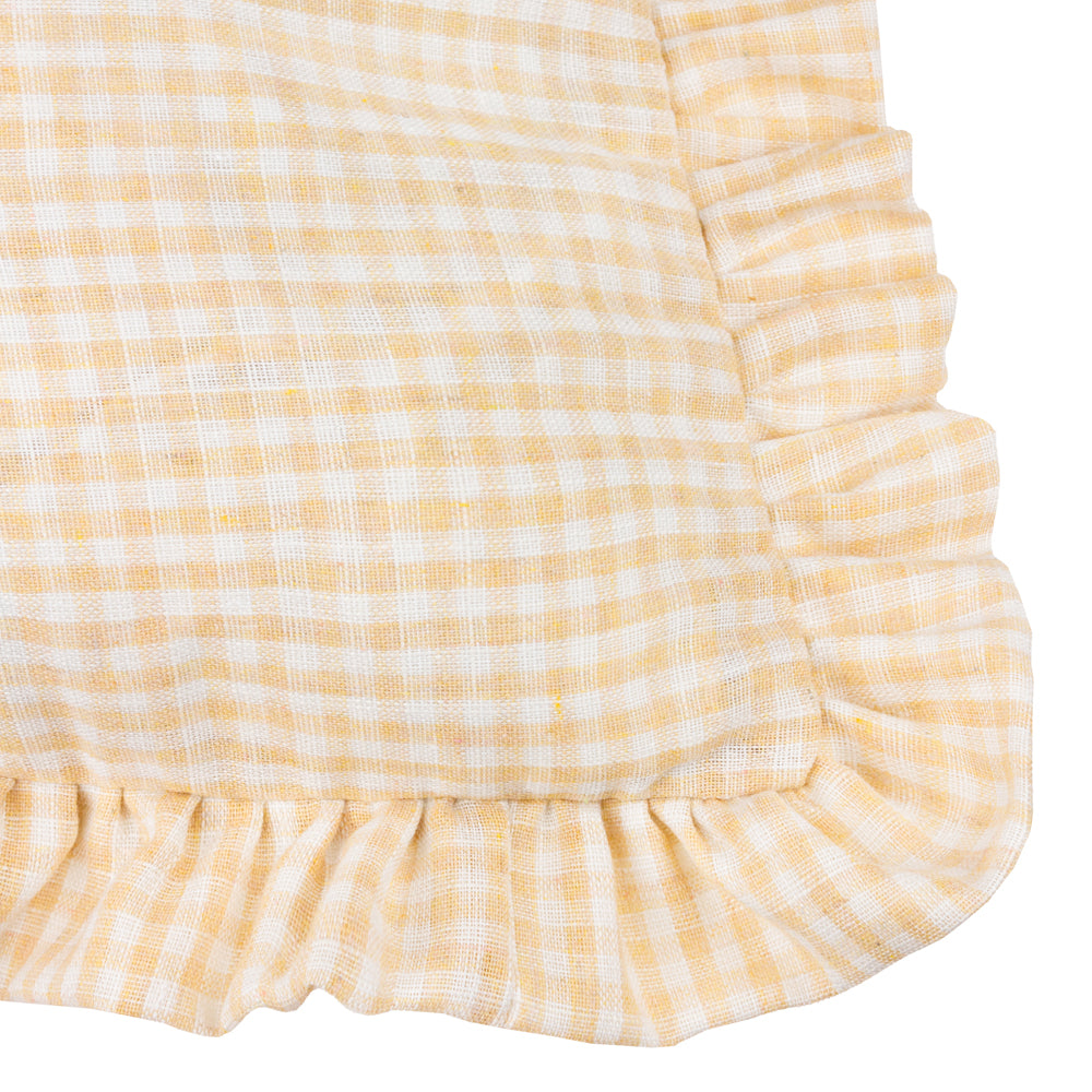 Les Petite Fleurs Gingham Ruffle Cushion Natural
