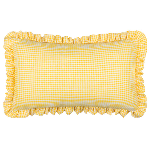 Les Petite Fleurs Gingham Ruffle Cushion Yellow