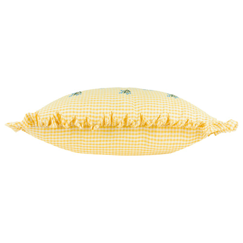 Les Petite Fleurs Gingham Ruffle Cushion Yellow