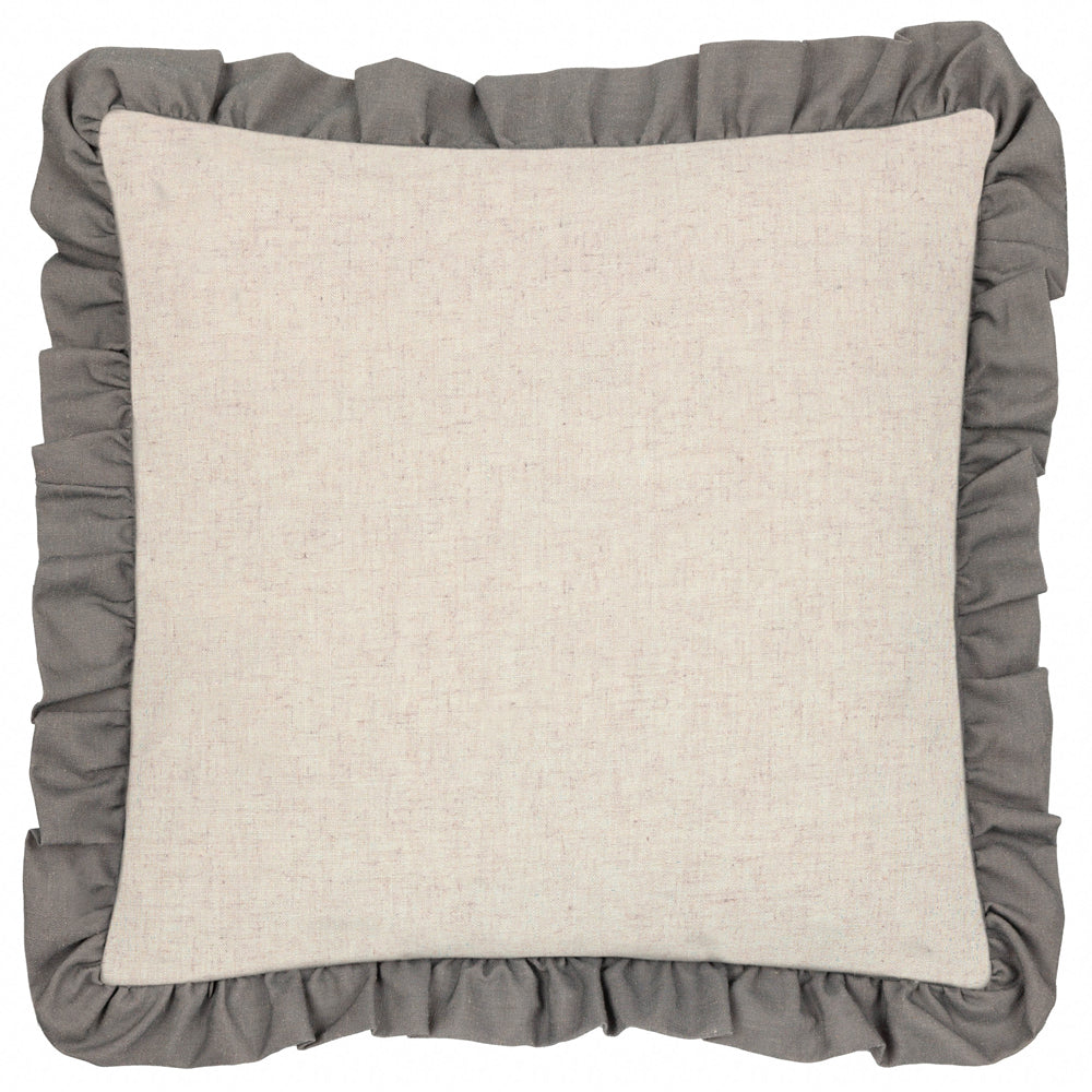 Linen Renata Floral Printed Ruffle Cushion Multicolour