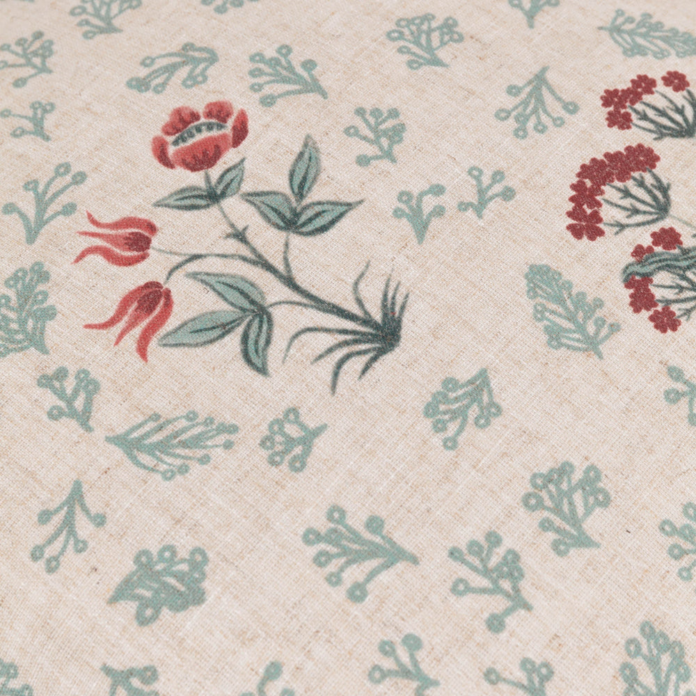 Linen Renata Floral Printed Ruffle Cushion Multicolour